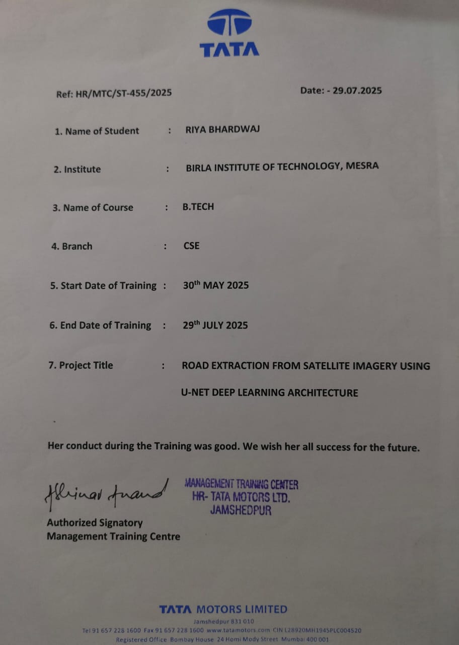 Tata Motors Internship Certificate